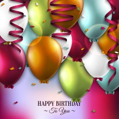 Vector birthday card with balloons and text N5