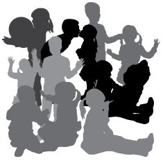 Vector silhouette of a children N9