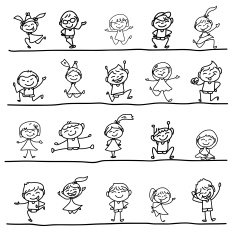 hand drawing cartoon character happy kids N6