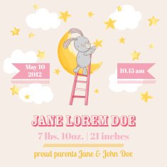 Baby Shower Card - with Bunny Stars N2