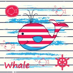 Baby background with cute whale N2