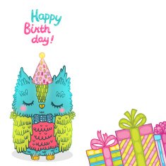 Happy Birthday greeting background with an owl N5