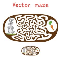 Vector Maze Labyrinth with Rabbit and Carrot N17