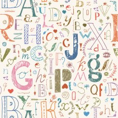 Vector seamless pattern with colorful letters and design element