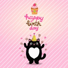Happy Birthday card background with a cat N2