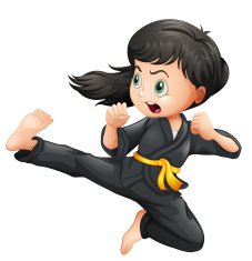 Brave girl doing karate