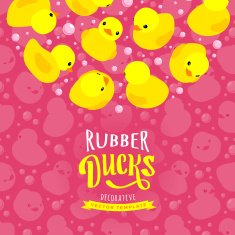 Vector decorating design made of yellow rubber ducks N11