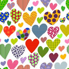 Bright colored hearts background Seamless pattern