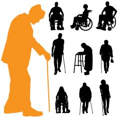 Vector silhouette of disabled people