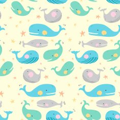 adorable hand drawn whale seamless background N4
