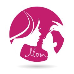 Mother and baby silhouettes icon Card of Happy Mother's Day