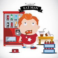 soda boy character with elements fat - vector illustration