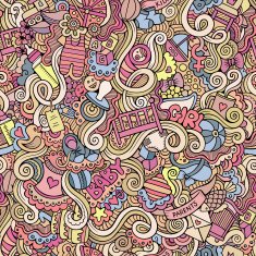 Cartoon vector doodles children seamless pattern
