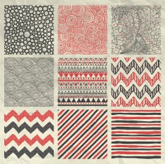 Pen Drawing Seamless Patterns on Crumpled Paper Texture N2