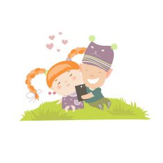 Young couple making self-portrait