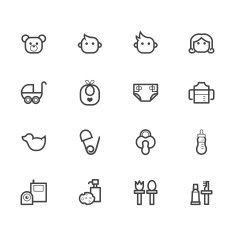 baby stuff black icon set on white background