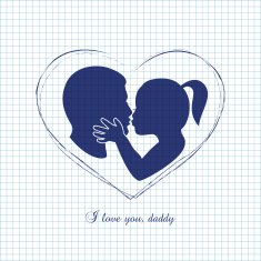 Little girl kissing her dad on Fathers Day
