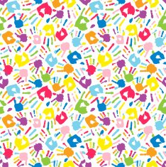 Multicolor different handprints seamless pattern