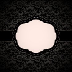 Black seamless floral pattern with vintage frame