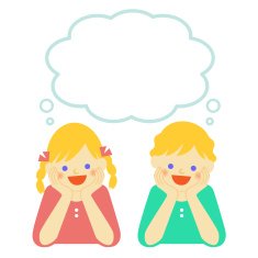 Dreaming girl and boy with thought bubble N2
