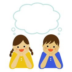 Dreaming girl and boy with thought bubble N3