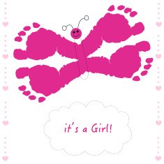 Butterfly with baby prints girl greeting card
