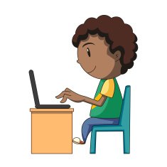 Boy using laptop vector illustration free image download