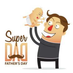 Father holding his son Fathers Day Poster Cartoon character