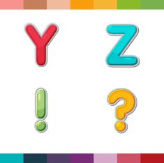 Font Cute Design Cartoon Style Vector Set