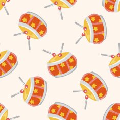 baby toy drum cartoon seamless pattern background