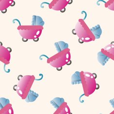 Baby carriages cartoon seamless pattern background N19