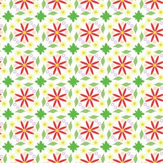 Vector seamless pattern leaves and flowers