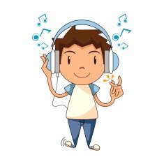 Child with headphones listening to music