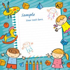 Kids with Paper Background and Toys Frame N3