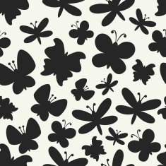Retro seamless vector pattern of colorful butterfly silhouettes N4