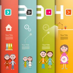 Four Steps Paper Retro UI Flat Design Infographics