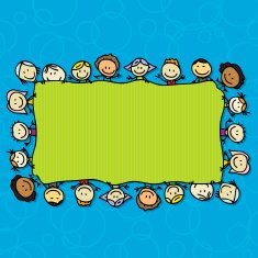 Frame of happy kids