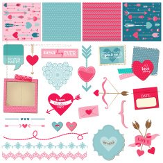 Scrapbook Design Elements - Love Heart and Valentines