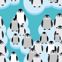 funny penguins on an ice floe seamless pattern Vector