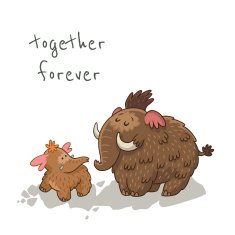 Cute cartoon card with mammoth Vector illustration N8