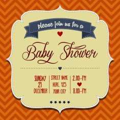 baby shower invitation in retro style N19