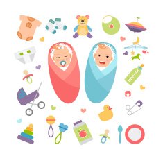 Vector babies and baby products