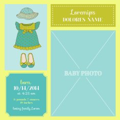 Baby Arrival Card - with Girl Dress