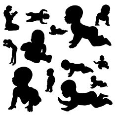 Vector silhouette of a toddler N2