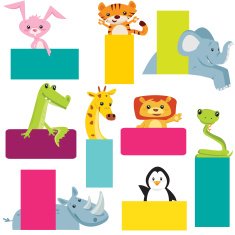Set of animal labels