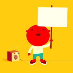 red fred sign holder electric speaker character illustration