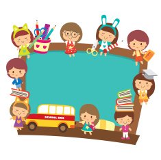 school kids with blackboard design