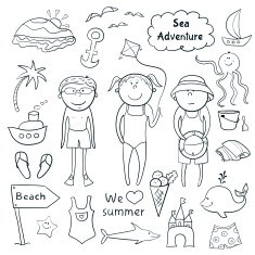 Beach set in doodle style N3