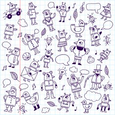 Doodle birds school notebook Vector illustration