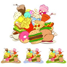 fast foods icon set
